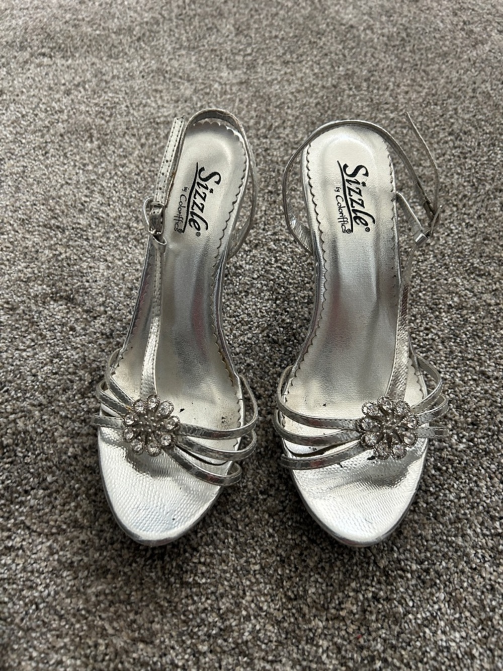 Silver Embellished Strappy Heels